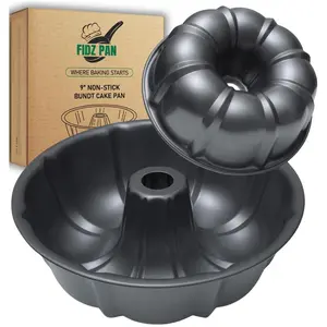 FIDZ PAN 9’’ Non-stick Cake Pan, Heavy Duty Carbon Steel Fluted Tube Round Bundt Baking, Pound, Bundt Pan, Tube Bakeware
