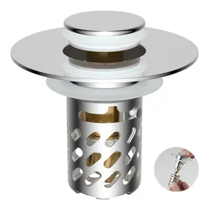 Hibbent Upgraded 3-in-1 Bathroom Sink Stopper with Removable Stainless Steel Filter Basket, Universal Pop Up Sink Drain Strainer for Standard 1.1''~2.36'' Sink Basin Hole - Pressure Showerhead