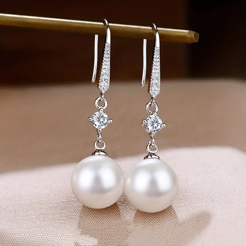 Elevate Your Style With Exquisite White Faux Pearl Drop Dangle Earrings - Perfect For Daily Wear, Weddings And Holidays - Ideal Gift For Women - 1 Pair