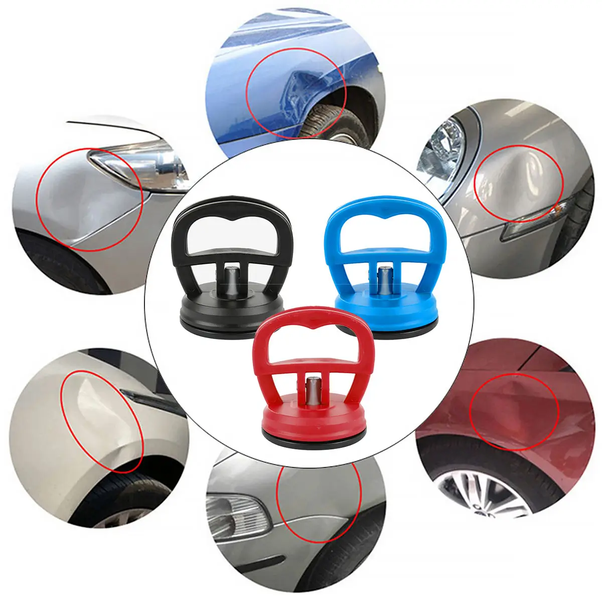 3Pcs Car Dent Puller Car Dent Remover Tool Reusable Mini Suction Cup Dent Puller Handle Lifter Auto Dent Repair Tool Portable Glass Handle Lifter for