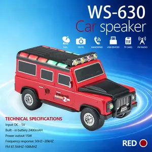 WSTER WS630 Classic Off-Road Vehicle Bluetooth SpeakerWith FM radio, USB, TF, TWS stereo sound and LED lights.An ideal gift for kids and car lovers.Great for car use, tabletop games, outdoor activities and Easter parties. travel speaker aux radio tws