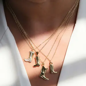Zircon boots shape pendant shoes necklace high heels ladies daily versatile couple gift party accessories