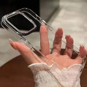 Luxury Transparent Soft Tpu Shockproof Phone Case for iPhone 16 15 14 13 12 11 Pro Max, Minimalist Design, Anti-Drop Protection