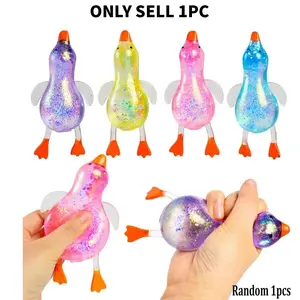 Glowing Duck Stress Relief Toy, Tpr Material, Random Color, Soft Squeeze Fidget Toy, Portable Anxiety Relief, Unisex Toy