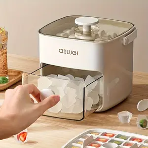 48-Grid Detachable Plastic Ice Cube Mold with Press-On Lid, Double-Layer Portable Durable Kitchen Utensil, Silicone Tray Included for Beverage Cooling, Frozen Food Storage