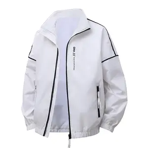 TJL Men's Premium White Track Jacket - Slim Fit Zip-Up Casual Sports Coat with Black Accents, Lightweight Polyester for Streetwear & Gym FallFreshness