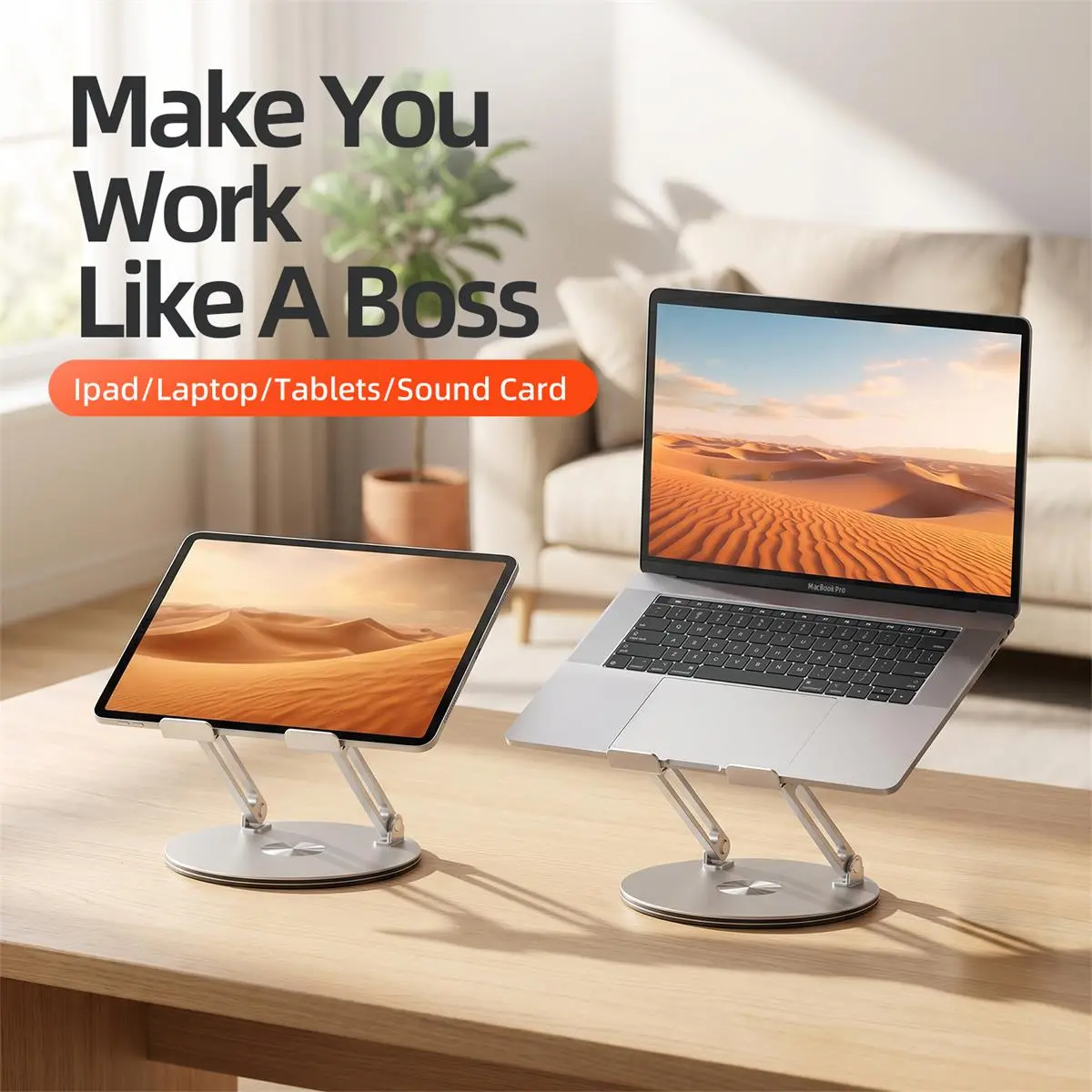 360° Rotating Laptop Stand, 2-in-1 Ergonomic Adjustable Foldable Aluminum Laptop riser for Gaming Laptop & Phone