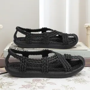 2026 Popular Style Men's Black Braided Sandals, Classic Men Slippers, Quick Dry Breathable Non Slip Lightweight Comfort for Beach Pool Shower Indoor Outdoor Daily Wear summer fashion walk casual use shoe