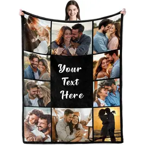 Mother's Day Custom Blanket with Picture Text Personalized Throws Blanket with Photos Customize Blanket Customizable Blankets Customized Gifts for Mom Dad Couple Girlfriend Boyfriend Wife Husband