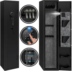 Adjustable Home Security Safe, No Assembly Required, Password-Protected Storage Cabinet, Black