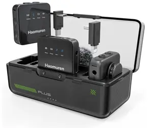 Wireless Lavalier Microphone 2 Pack,Clip on Lapel Mic for iPhone,Android,Camera,iPad,Tablet,PC,Noise Cancel,Echo,Camera Mic for Video Recording,Stream,Vlogs