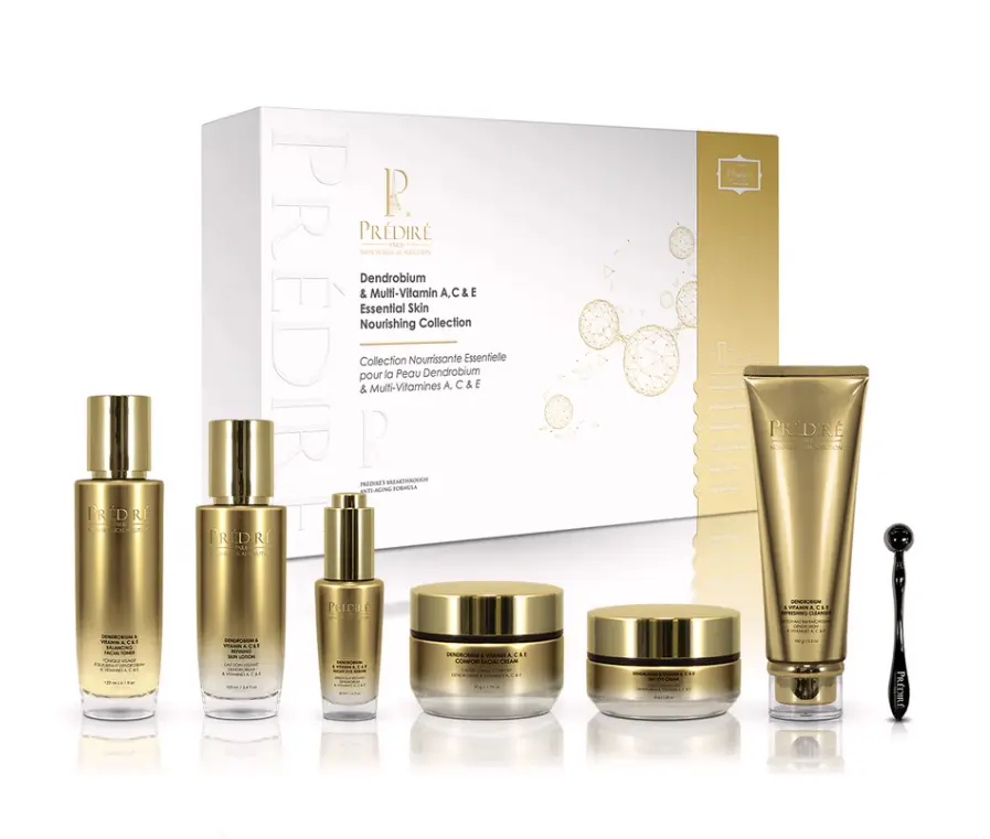 Predire Paris 6-Piece Dendrobium & Multi-Vitamin A,C,E Essential Skin Nourishing, Moisturizing Skin Care Products Kit, Six Pieces