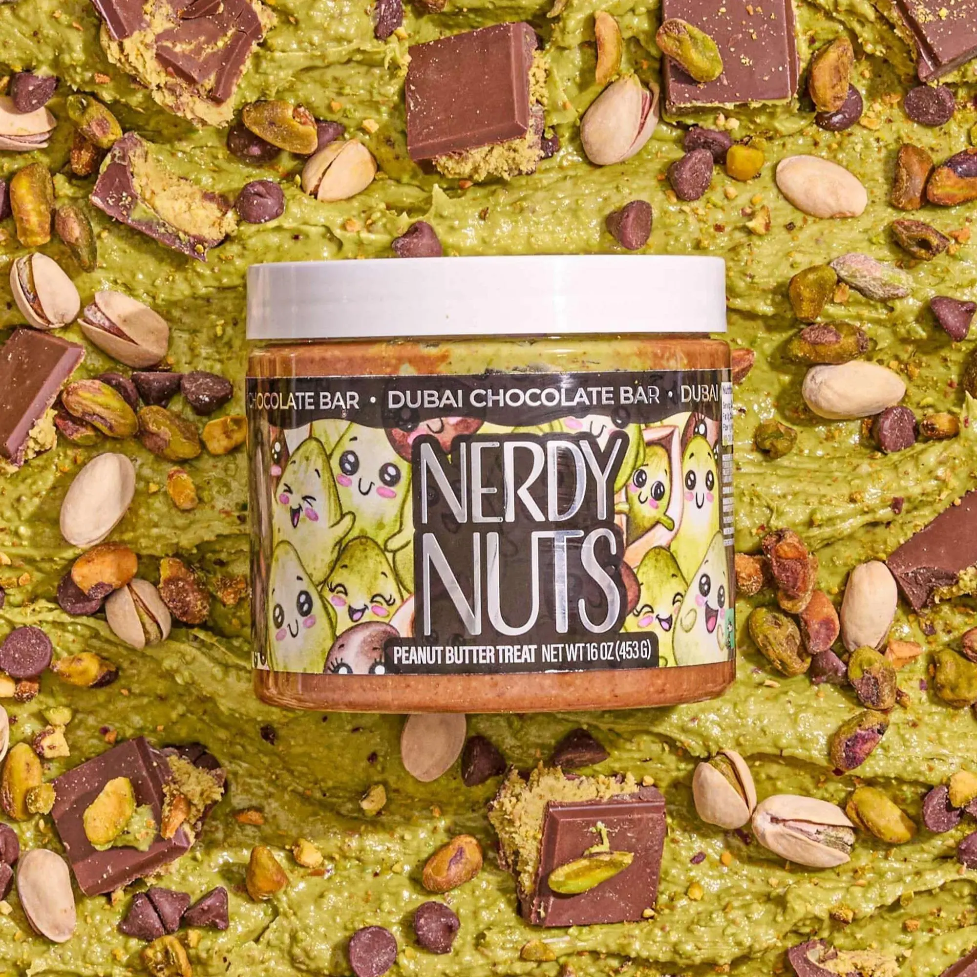 Nerdy Nuts Dubai Chocolate Bar – Rich Milk Chocolate with Creamy Peanut Butter Center – Sweet Snack Bonbon