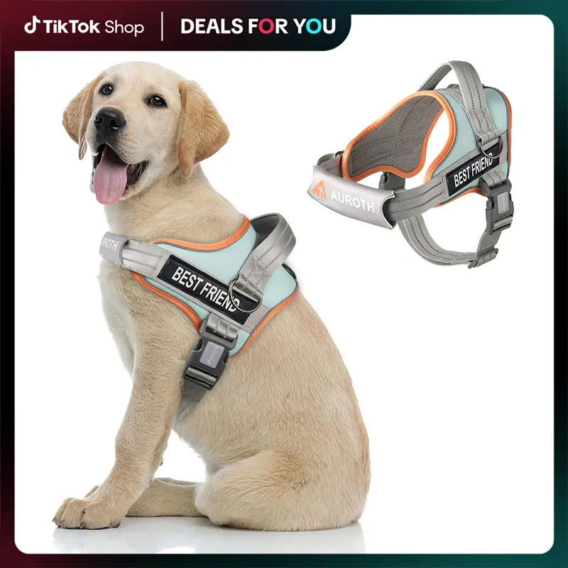 【#Summersale】AUROTH No Pull Dog Harness Straps, Safety Harnesses for Dogs – Soft Padded Service Vest, Reflective, Adjustable, Easy On & Off – Ideal for Walking & Training, Fits Small, Medium & Large Dogs