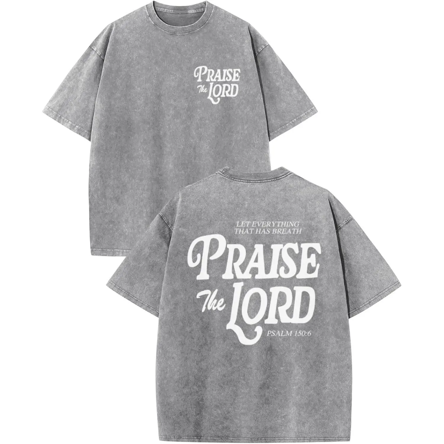 Women's Vintage Christian Graphic Print Acid Wash Oversized Tee - Soft Cotton Fashion Piece, Comfortable Casual Short Sleeve Crew Neck, Breathable Beach Style Top