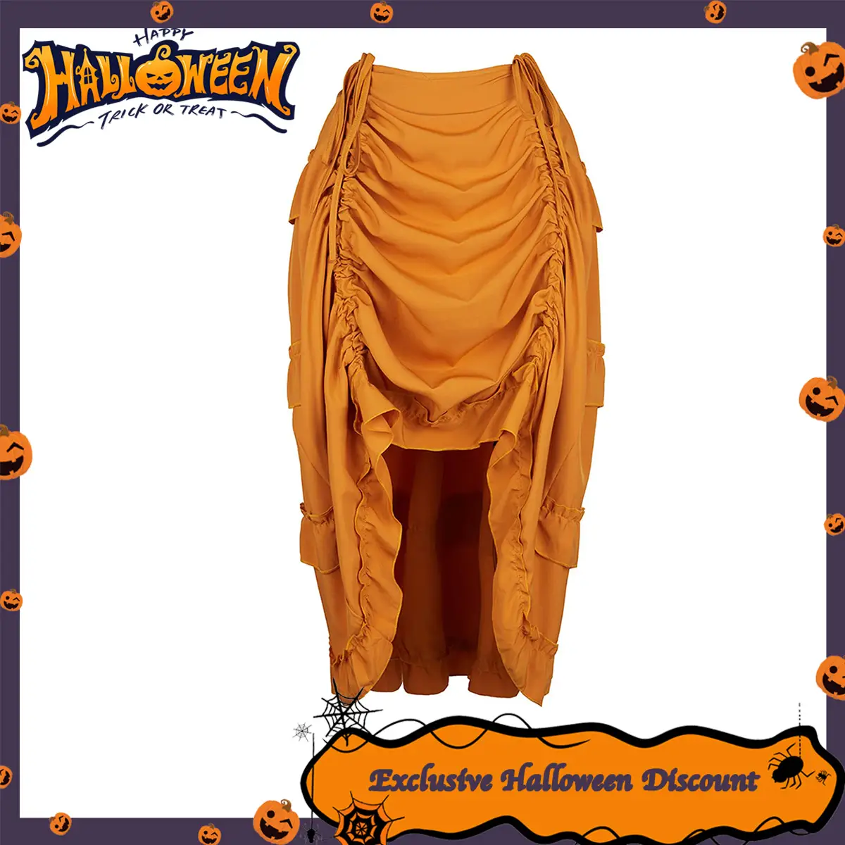 Women's Steampunk Victorian Skirt Pirate Ruffle High Low Skirts Cosplay Costume Halloween Costume Girl Party Outfit 6388-D1