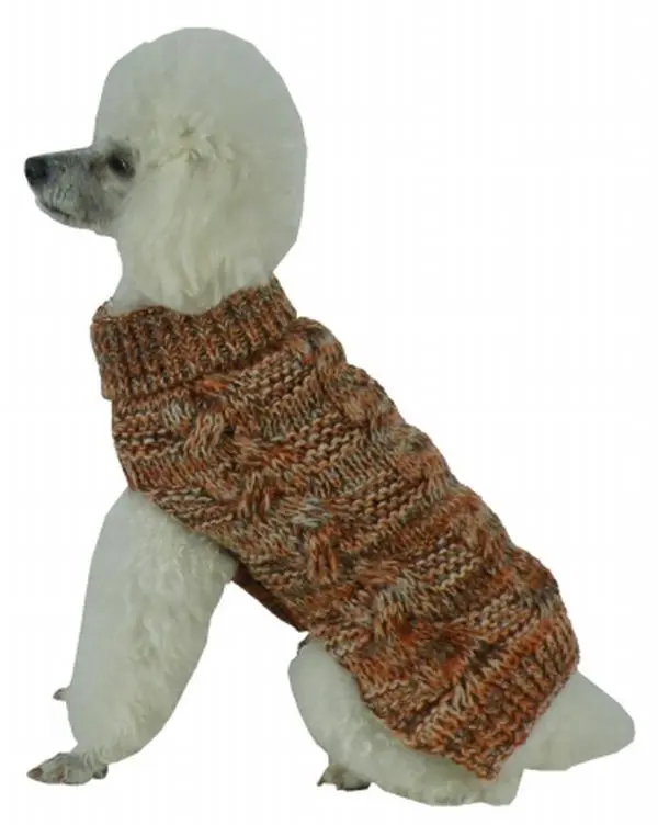 Royal Bark Designer Large Dog Sweater - Cotton-Acrylic Fabric, Heavy Cable Knitted, Comfortable Pull-Over, Leash Holder Access, Machine Washable, Warmth Keeper