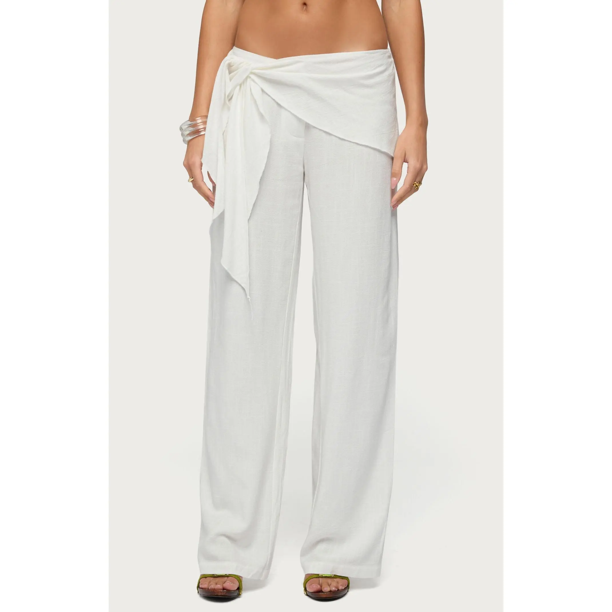 Edikted Women's Suki Sarong Belt Linen Look Pants
