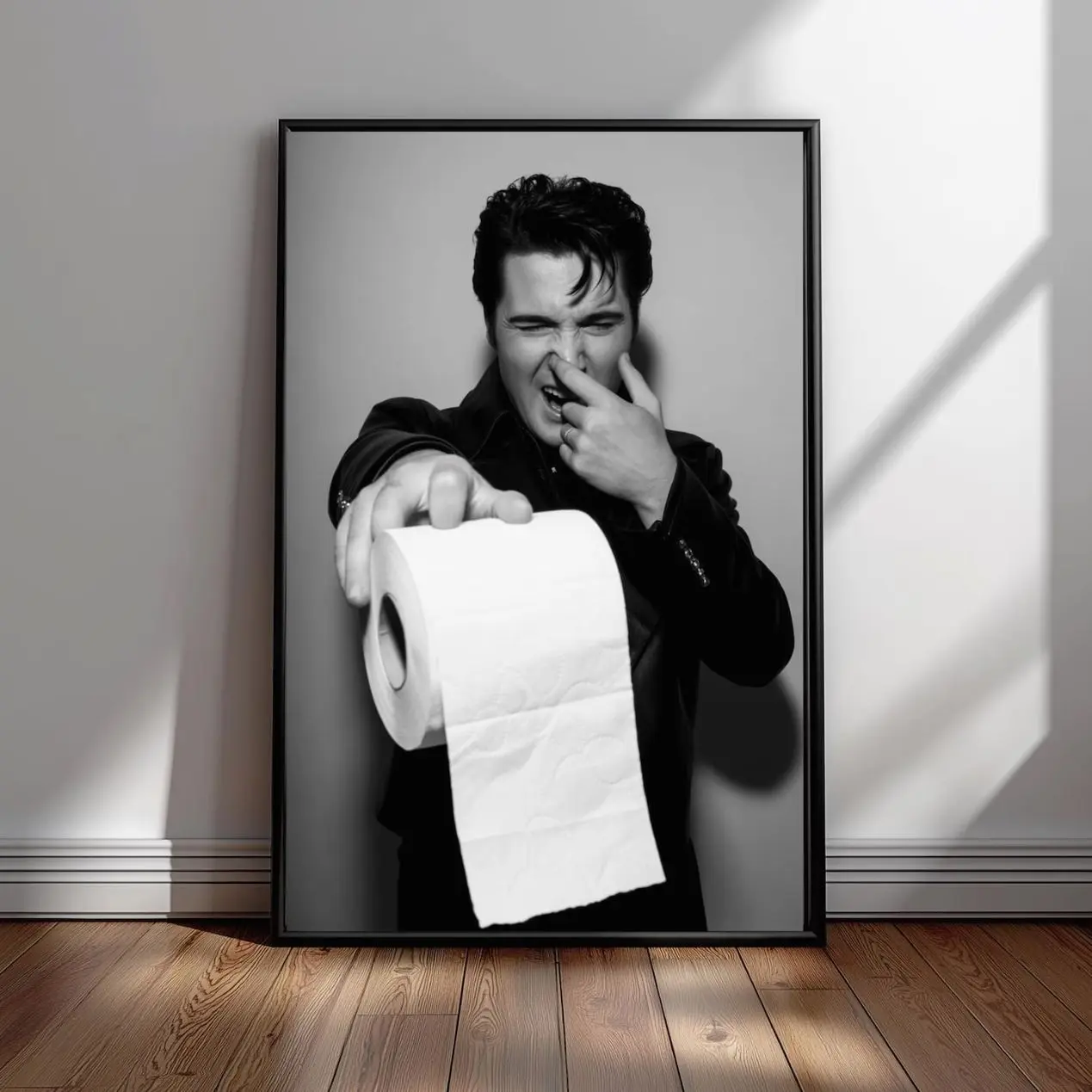 Elvis Presley Bathroom Wall Art Print - Black And White Elvis Poster - Funny Bathroom Decor - Rock And Roll Legend - Gift For Music Fan