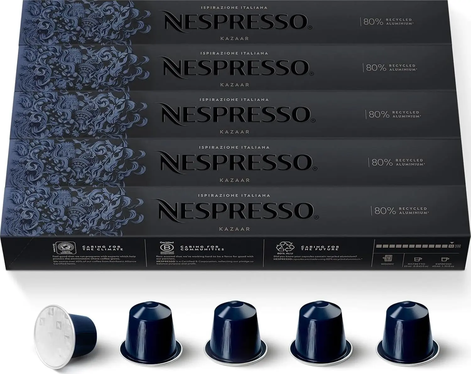 Nespresso Original, Palermo Kazaar, Dark Roast, 50-Count Espresso Pods | Capsules Coffee Pack of 1