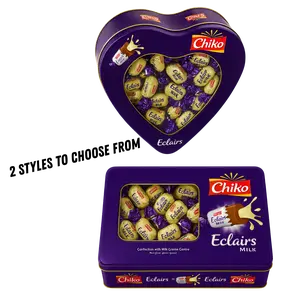Chiko Eclairs Milk - Caramel with Milk Cream Center - Heart Style or Rectangle Style - Indulgent Chocolate Treats for Chocolate Lovers