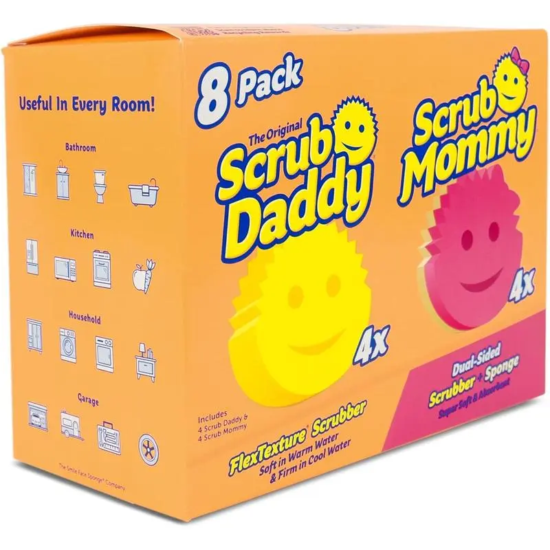 Scrub Daddy 4 Scrub Daddy Sponges & 4 Scrub MommyKitchen Sponges-Scratch-Free for Dishes & MultipurposeCleaning -BPA Free & Made with Polymer Foam - Stain &Odor Resistant (8 Pack)