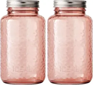 1-Pack 32 oz Rose Pink Mason Jar – Made in USA – Regular Mouth Glass Jar with Lid & Band – Vintage Decorative Storage for Canning, Kitchen, Crafts & Gifts