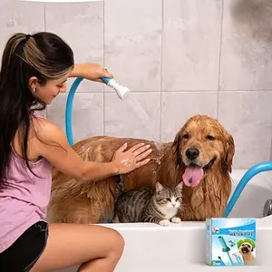 Slip-On Bathtub Faucet Sprayer Attachment. Ultra-Flex Dog Shower Hose Adapter Portable Hose Attachment with Sprayer Pet Showerhead Attach Tub Spout 5 Foot Hose. No Install for Speedy Washing outdoorfun