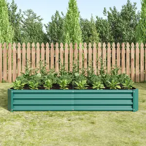 [Bellemave]Raised Garden Bed Outdoor, Metal Raised  Rectangle Planter Beds for Plants, Vegetables, and Flowers - Green