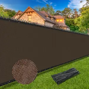 6FT x 50FT  Screen Fence Heavy Duty 170GSM Fencing Mesh Shade Net Cover Nickel-Plated Copper Grommets, 95% Blockage Fence for Outdoor Wall Garden Yard Backyard Pool (Brown)