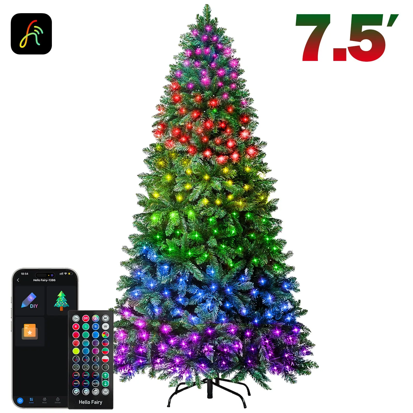 6/7.5/9ft Pre-lit Artificial Christmas Tree with Smart Programmable LED Fairy Lights