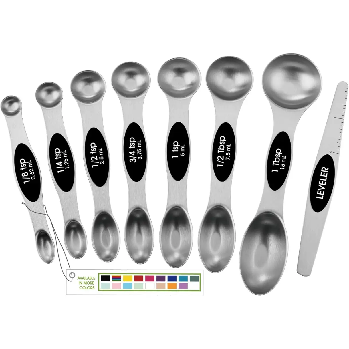 Magnetic Measuring Spoons Set with Strong N45 Magnets, Heavy Duty Stainless Steel Metal, Fits in Spice Jars for Baking & Cooking,8pcs Kitchen Utensils