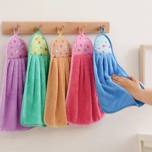 5-Pack Colorful Fruit Pattern Hanging Hand Towels, Soft Quick-Dry Kitchen Dishcloths, Multi-Functional Cleaning Tools for Home Bathroom Sink