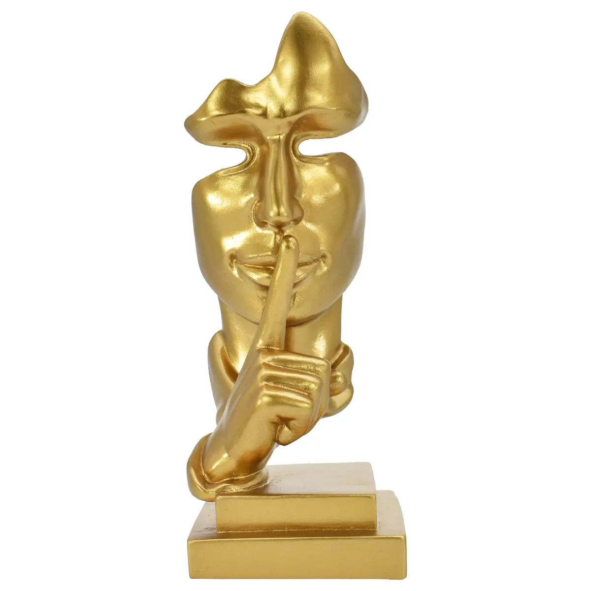 212 MAIN Artistic Gold Stone Sculpture - 1-Piece Home Supplies Artistic Decorative Statues, 3 x 4 x 9.5 inches, 0.95lb Indoor Home Decor Conversation Piece Gift (Model 676685055484), Silence Motif Lifestyle Brand, 9.5" Tall