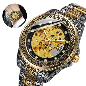 Vintage Hollow Mechanical Watch - Self-Winding Watches with Luminous Pointer,Automatic Stainless Steel Skeleton Dial,Carved Wrist Watch,Gift for Men