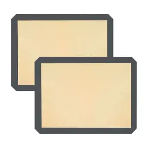 2-Pack Reusable Silicone Baking Mats – Non-Stick, Food-Safe Baking Sheets for Cookies, Bread, Pizza & Pastry, 16.5"x11.6", Oven & Microwave Safe