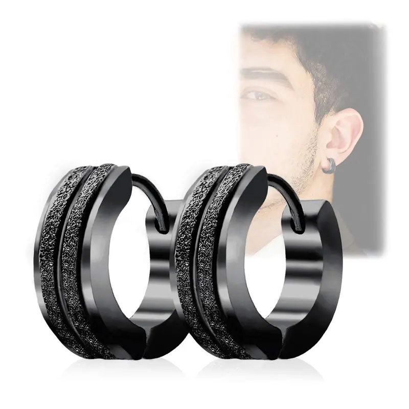 Stainless Steel Hoop Earrings For Men's Women's,Silver/Gold/Black/Blue Hypoallergenic Round Huggie Earrings,Fashion Punk Earrings Piercing Jewelry,Simple Stylish Loop Earring,Gift for Him Her Birthday, Men's Accessories, Silver-Effect Earrings