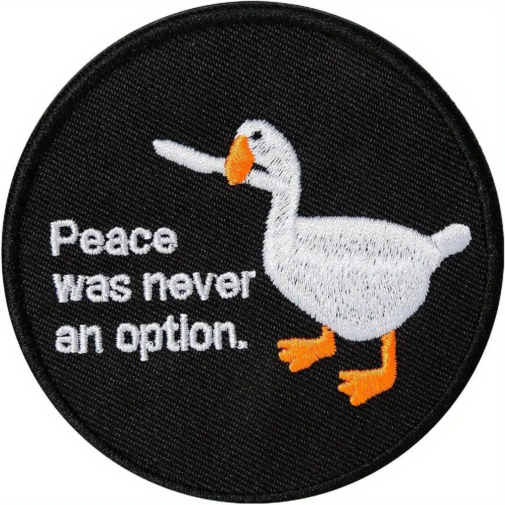 Cartoon Duck & Letter Pattern Patch, 1 Count Embroidered Funny Patch, Round Tactical Patchi for Backpacks, Jackets, Jeans, Hats, Stylish Embroidery, Embroidery Patches