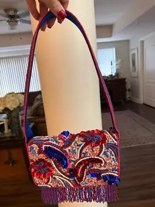 Trending Beaded Bags and Resort Collection - Red & Blue  Fringe
