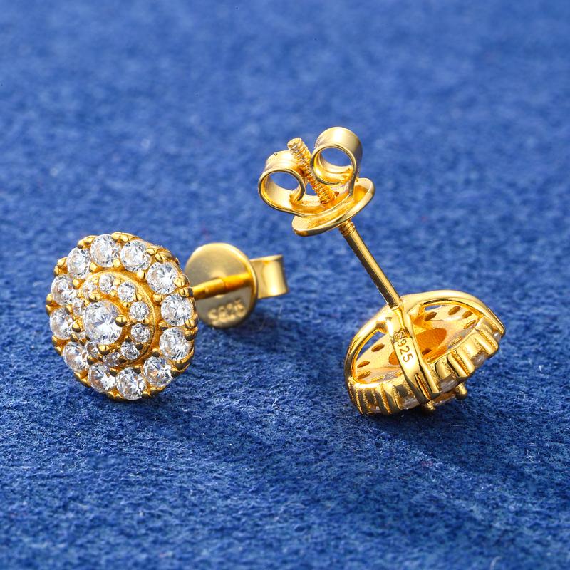 【#E564】UCCIYO Synthetic Moissanite Earrings For Women 925 Sterling Silver Stud Earring Men Hip Hop Jewelry Couple Gift