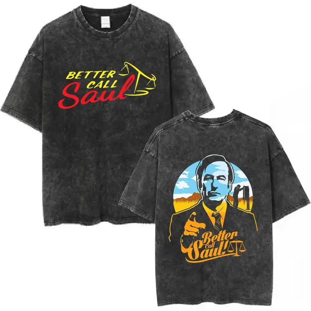 Heisenberg Breaking Bad Vintage Washed T Shirt Better Call Saul Graphic Print T-shirts Men's Pure Cotton Short Sleeves Tee Shirt