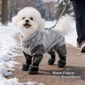 Waterproof Dog Snowsuit with Boots Warm Fleece Turtleneck Windproof Reflective Dog Snow Pants & Dog Shoes Set dog clothes Winter Poodle