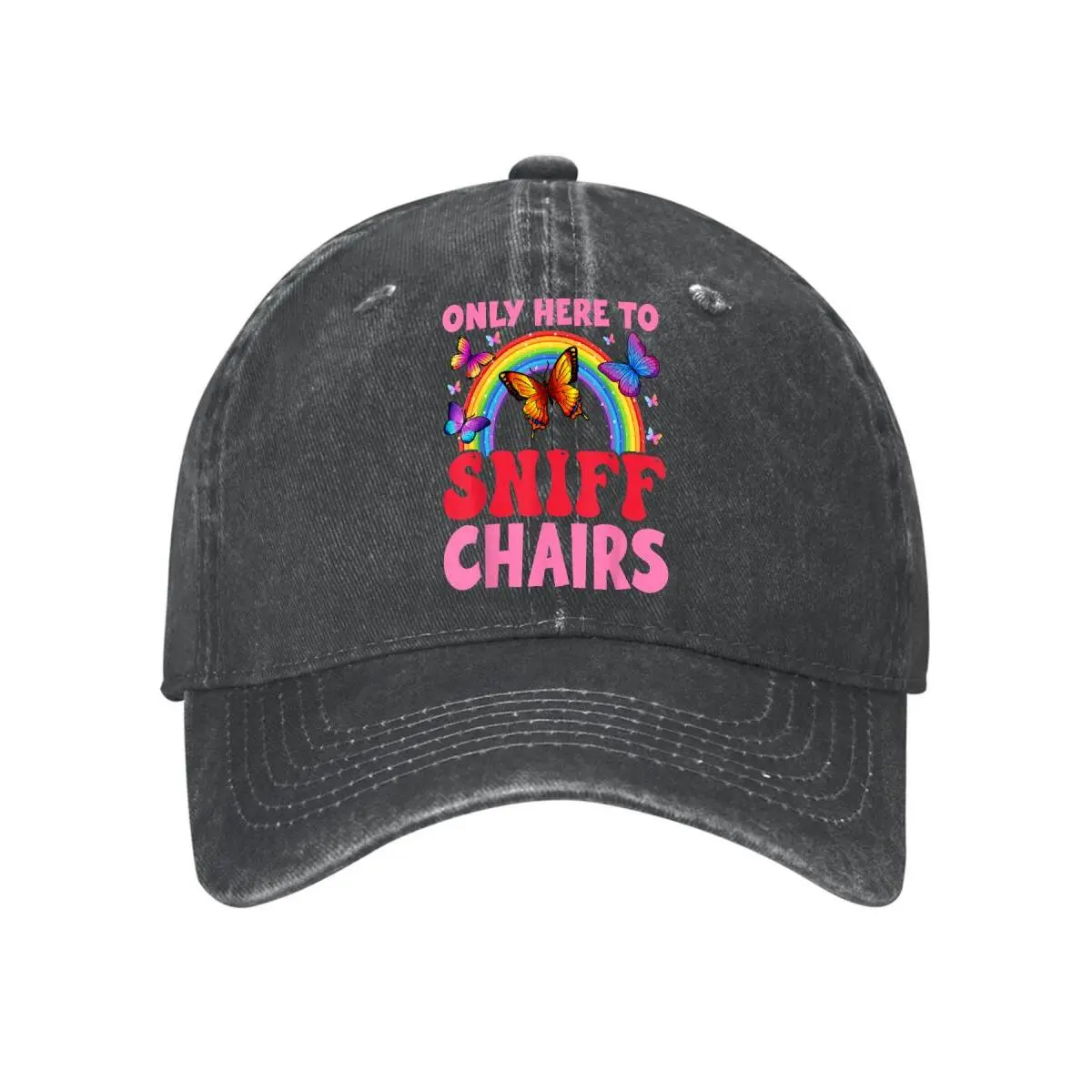 Unisex Funny Baseball Cap - 'Only Here to Sniff Chair' Print, Breathable Mesh, Lightweight, Durable, UV Resistant, Fashion Casual Sports & Outdoor Hat, Machine Washable, Funny Gifts Accessories, All Occasions, One Size