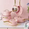 Chef Power Sunray 15pcs Golden Handle Ceramic Nonstick Cookware Set By Series Oven Safe Kitchen Dining Pan Pot Utility white aesthetic cookware Frying Summervibes summerwins A Must-Have Gift for a New Kitchen,familyfun