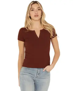Shyanne Women's Women'S Studded Rib Knit V-Neck Top - Swsu25k65-Mhgy