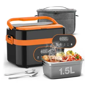 Father's Day Gift 1.5L Portable Cordless Electric Lunch Box, Cordless Heated Lunch Box, Rechargeable Battery, Quick Heating, Includes Spoon and Insulated Bag