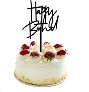 DIY Happy birthday Cake Topper Black Acrylic