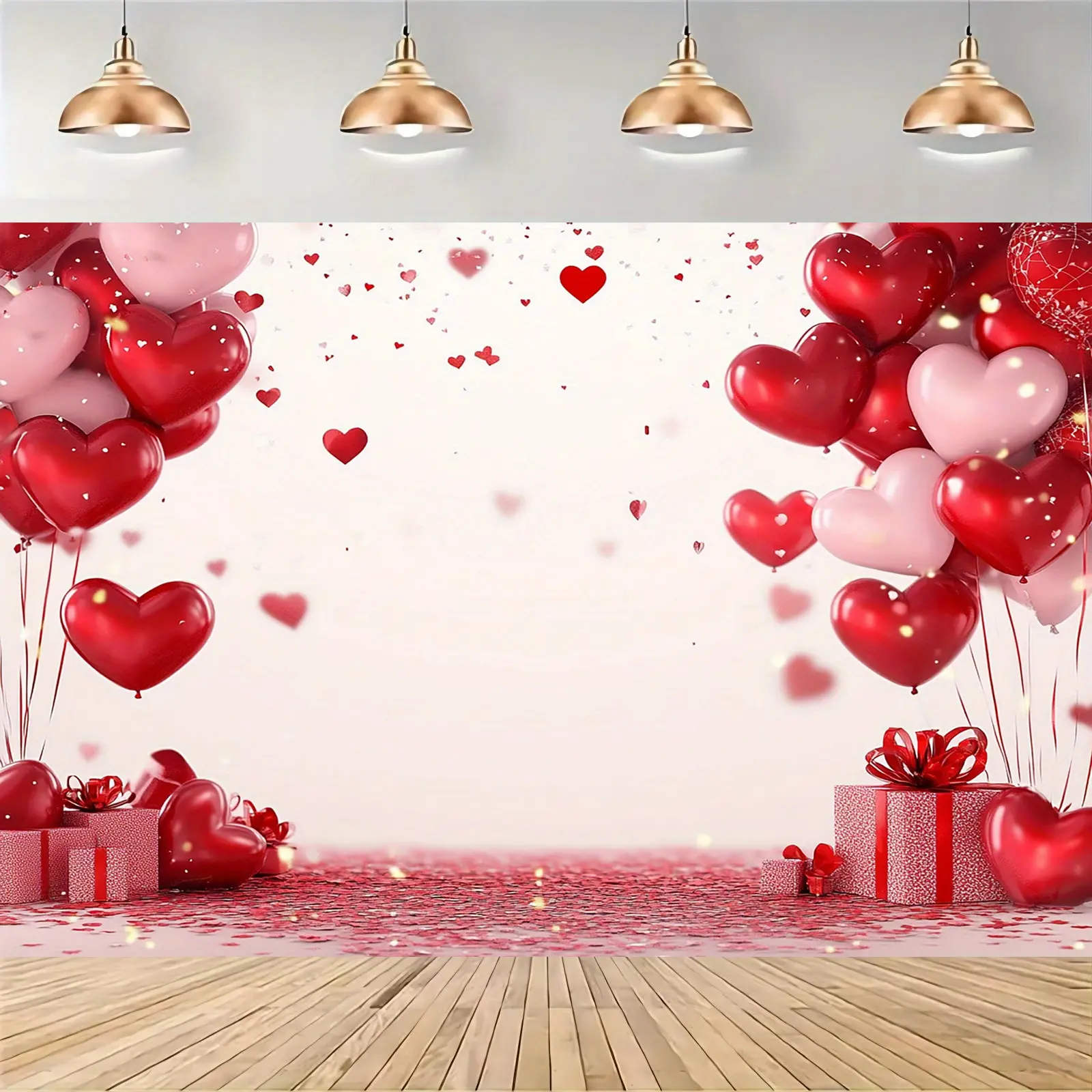 Romantic Valentine's Heart Balloon Backdrop Tapestry - Christmas Banner Artwork, Home Decor Decoration for Wedding Anniversary & Bedroom Wall Hanging Photography Supplies