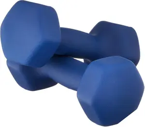 Amazon Basics Neoprene Dumbbell Hand Weights 10 Pound Set of 2 for Exercise & Strength Training Navy Blue Hexagon Ends Non-Slip Grip Comfortable Secure Hold