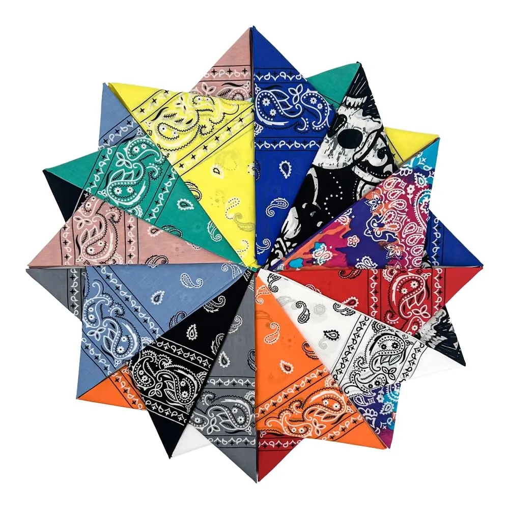 12 Pack Bandanas for Men Women,22 inch All-Gender Paisley Cowboy Bandanas,Square Head Scarf Headwear,Handkerchief Headwrap for Hair Multiple Colors,Christmas Party Fathersdaygift,Hand Tools Kits